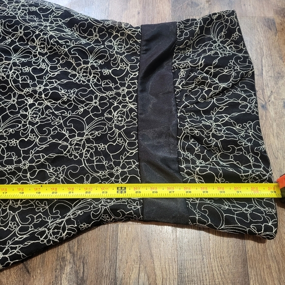 Vintage Kathy Robert's Black & Metallic Gold Floral Strapless Dress Size 8 - Picture 4 of 9